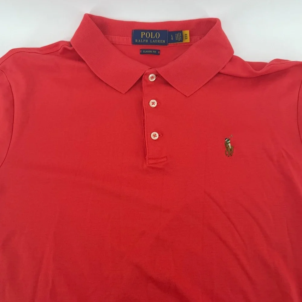 Polo Ralph Lauren Polo Mens L Red Classic Fit Short Sleeve Embroidered Pony Logo